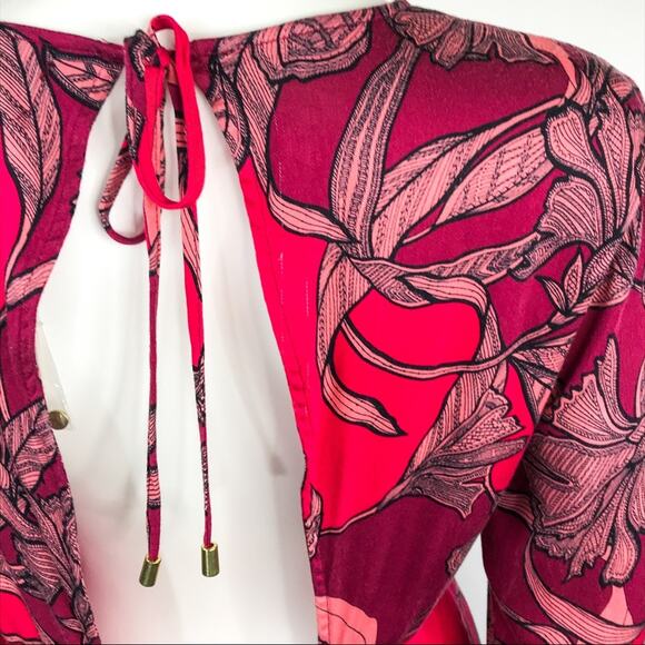 MinkPink NWT Floral Red & Pink Femme Fatale Fit & Flare Boho Hippy Dress L - Picture 10 of 14